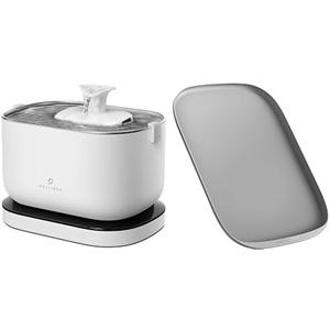 Bundle of PETLIBRO Cat Water Fountain,Wireless Pet Fountain Battery Operated,2.5L/84oz Automatic Dog Water Dispenser + PETLIBRO Dog Food Mat, Safety Silicone Cat Food Mat for Feeder & Fountain (White)