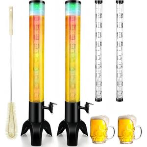 Drink Tower: 1.5L Mimosa Tower Dispenser with Ice Tube, 50oz/1.58 Qt Tabletop Beer Dispense for Home Bars Parties Pubs Restaurants (2PCS)