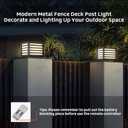 Solar Post Light, 9.84" Pillar Light Outdoor Waterproof Modern Column Lamp Outside Gate Posts Cap Lantern 3000K LED Lighting Fixture for Flat Surface Patio Garden Driveway Decoration