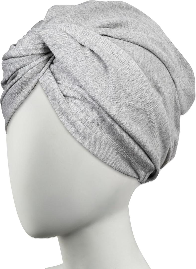 Conair Cotton Hair Towel Wrap & Twist for Women, Fast Drying Ultra-Absorbent Hair Plop for All Types and Lengths, Turban-Style Cotton Towel Helps Maintain Natural Curl Style, Gray (One size)