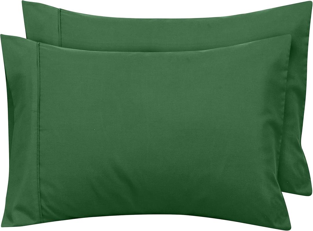 Royale Linens King Pillowcase Set of 2 - Bed Pillow Cover - 20" x 40" - Pillowcases - 1800 Brushed Microfiber, Wrinkle & Fade Resistant - Soft & Cozy- King Size Pillow Case (King, Hunter Green)