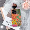 Case for iPhone 16 Pro Max - Slim Fit Anti-Scratch Phone Case for Girl Women - Groovy Colorful Geometric Flower 70s (Frosted)