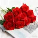 Red Roses Artificial Flowers 15 PCS, Fake Roses Silk Flowers with Long Stems, Faux Rose for Wedding Centerpieces, Home Decor, Indoor Floral Arrangements, Party Decor, DIY Bouquet (Red)