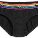 TomboyX Iconic Briefs, Super Soft Cotton Form-Fitting Underwear, Breathable All Day Comfort- Medium/ Black Rainbow