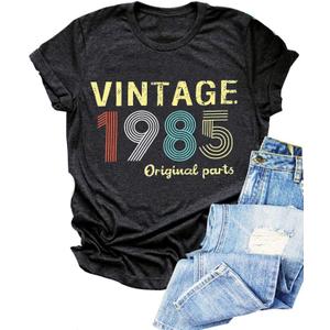 FYAPHION Vintage 1986 T Shirts for Women 40th Birthday Gifts Born in 1986 Tshirt Retro Casual Short Sleeve Tee Tops (S)