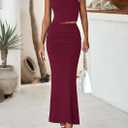 PRETTYGARDEN Skirt Sets Women 2 Piece Outfits Summer Outfits 2026 Going Out Crop Tops Long Maxi Skirts Beach Vacation Clothes (Red, M)