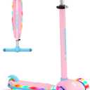 XJD Toddler Scooters for Kids 3-8, 3 Wheel Scooters for Kids 110lbs, LED Light-Up Wheels and Side, 3 Adjustable Height, Lean-to-Steer, Birthday Gift Toy for 3-8 Year Old Girl Boy