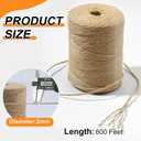 5 PCS Twine String Bulk - 3000 Feet Long Garden Twine, 2mm Thin Natural Jute Twine for Crafts, Garden Rope, Christmas Accessories Bulk, 600 Feet Each Roll (Brown)