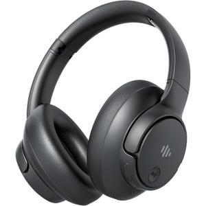 Eduiosma Active Noise Cancelling Headphones, Wireless Over Ear Bluetooth Headphones with Microphone, Transparency Mode, 70H Playtime, Hi-Res Audio, Deep Bass, Bluetooth 5.3, Lightweight Design,Black