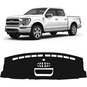 KUST Black Dash Cover for Ford F150 F-150 2021-2025 2026 (Only fit for F150 21-26 with 8 inch Touch Screen) Polyester Dashboard Cover Non-Slip Center Console Dash Cover Dashboard Mat No Glare