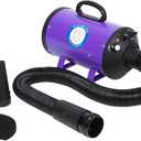 Flying Pig High Velocity Dog Pet Grooming Dryer w/Heater (Model: Flying One, Purple), 10 FT FLEXIBLE HOSE + 2 NOZZLES