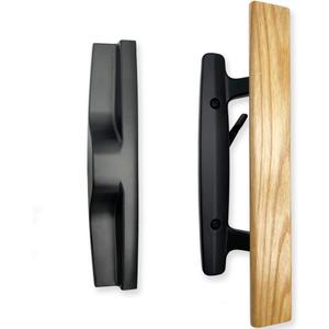 Patio Sliding Door Handle Set, Perfect Replacement Mortise Style Wood Handle Set Fits Door Thickness from 1-1/2" to 1-3/4", 3-15/16" Screw Hole Spacing, Non-Keyed, Black