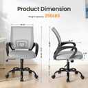 OLIXIS Office Desk Chair - Ergonomic Mid Back with Lumbar Support & Rocking Mode, Height Adjustable with Fixed Armrest, Storage Back for Computer, Gaming, Conference, Meeting Room, 360° Swivel, Grey