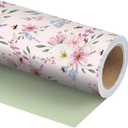 WRAPLULU Pink Floral Wedding Wrapping Paper Roll - 17.5" * 33 Ft - Romantic Gift Wrap with Soft Pastel Flowers & Solid Backside, Perfect for Wedding, Birthday, Bridal Shower, Mother's Day, Spring