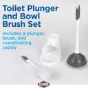 Clorox Toilet Bowl Brush & Plunger Combo Set with Storage Caddy - Toilet Plunger for Bathroom, Bathroom Organizers & Storage, Bathroom Accessories, Toilet Unclogger, Long Handled Toilet Brush (1-Pack, White/Gray)