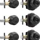 Haidms Exterior Deadbolt and Keyed Entry Bronze Door Knob Set, Keyed Entry Front Door Knobs, Deadbolt Oil Rubbed Bronze Doorknob with Lock and Key(3 Pack)