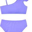 Swimsuit for Girls Size 14-16 Years Old Light Purple 2 Piece Ruffle Bathing Suit Cute Bikini Sets (Purple) 170