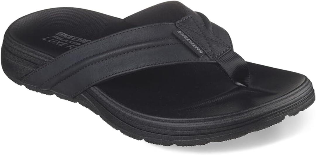 Skechers Men's USA Patino - Marlee Thong Sandal (12, Black)
