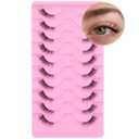 FANXITON Half Lashes Natural Look Wispy Cat Eye Lashes 13 mm Clear Band Accent Short False Eyelashes that Look Like Extensions 10 Pairs