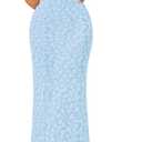ZESICA Women's 2026 Summer Floral Strapless Bodycon Midi Dress Off Shoulder Beach Formal Cocktail Wedding Guest Long Dresses (Blue, S)