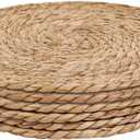 6Pcs 12" Round Woven Rattan Placemats,Natural Hand-Woven Water Hyacinth Placemats,Farmhouse Weave Place Mats,Rustic Braided Wicker Table Mats (12inch Set of 6)