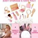 Wooden Makeup Toy Set for Girls: Pretend Makeup Play Set for Toddlers 3-5 - Kids Makeup Set with Eyeshadow/ Mascara/ Mirror/ Bag - Gifts Toys for 3 4 5 6 7 8 Years Old Kids Children