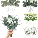 Eucalyptus Leaves Stems 30 PCS, 4 Kinds Mixed Artificial Greenery Stems for Wedding Decor Vase Floral Arrangement Centerpiece