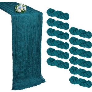 12 Pack Teal Cheesecloth Table Runner 10FT Boho Cheese Cloths Gauze Fabric Table Runners 120 Inch Rustic Sheer for Summer Wedding Birthday Party Baby Shower Holiday Decorations