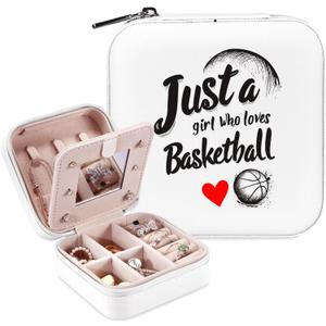Basketball Jewelry Box, Gifts For Teens Girls Age 8-12, Basketball Lovers Stuff Items Accessories Things Merchandise Decor Merch, Travel Ring Earrings Necklace Organizer Holder!