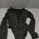 WDIRARA Women's Lace Up Deep V Neck Bodysuit Long Sleeve Criss Cross Sexy Body Suit (Black, S)