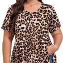 LARACE Plus Size Tops for Womens Summer Clothes Short Sleeve Shirts Casual V Neck Tunic Asymmetrical Blouses (Black, XXL)