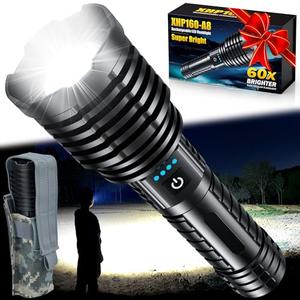 Weoxi Rechargeable Flashlights 2400.000 High Lumens,Super Bright LED Flashlight for Home Emergency, Waterproof Handheld Flashlights with Pouch, 5000mAh Battery, Spotlight and Floodlight Function