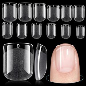 TOMICCA Short Nail Tips Extra Short Square Nail Tips, 192Pcs Fake Nails 12 Sizes Acrylic Clear Nails for Beginner and Professional DIY Gel Nails Salon 192Pcs-Extra Short Square Nail Tips