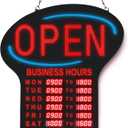 Kanayu LED Open Sign for Business with Programmable Store Hours - 24x17" Large Electronic Digital Message Board for Shop, Bar, Restaurant - Bright Billboard with Instructions, Large Signage
