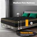 Queen Mattress 12 Inch Medium Firm Hybrid Mattress Queen Size Memory Foam Pocket Springs Queen Bed Matress in a Box for All Sleeping Positions Motion Isolation Comfortable Sleep (Black, Queen 12 inch)