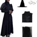 Women Elphaba Costume West Bad Witch Dress Glasses Hat Halloween Wizard Themed Party Outfit Black (X-Large)