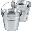 OBTANIM 8 Pack Galvanized Metal Buckets with Handle Ice Pails for Plants, Succulents, Party Favors Organizing, Rustic Home Decor or Classrooms Pencil Storage (9 x 5.9 inch)
