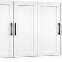 Wall Cabinet with Adjustable Shelves, Laundry Room Cabinet with 4 Doors, Kitchen Storage Cupboard Cabinet, Wall Mount Medicine Cabinet for Bathroom, Living Room, White