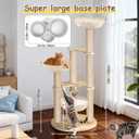 Tinnmao 53'' Solid Wood Cat Tree for Large Cats, Natural Sisal Scratching Post, Hand Woven Rattan Basket, High-end Luxury Design with Washable Plush Pad, Easy to Clean