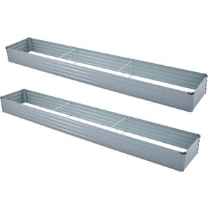 12x2x1ft(2 Pack) Galvanized Raised Garden Bed,Outdoor Planter Box Metal Patio Kit Planting Bed for Vegetables Flowers Herb,Grey (Gray)
