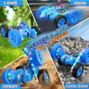 Remote Control Car,RC Cars with Sides Light Strip and Headlights,Double Sided 360 Flips Rotating RC Stunt Car,2.4Ghz All Terrain Toys for Ages 4-8 Kids Toy for Boys Birthday Gift(Blue)