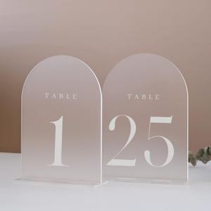 Frosted Arch Table Numbers for Wedding, 25 Pack 5"x7" Frosted Arch Acrylic Signs with Stand Acrylic Table Numbers 1-25, Perfect for Wedding Reception