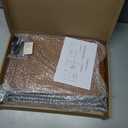 DAVIDOK C-Shaped Sofa End Table, Adjustable Height Couch Side Table with Device Slot, Brown Color with Black Metal Stand, Couch Table for Living Room, Bedroom