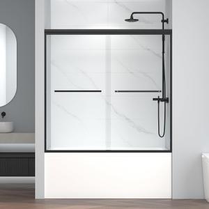 60" W x 58" H Semi-Frameless Bypass Sliding Bathtub Shower Door, Easy-to-Clean Treated Clear Tempered Glass, Matte Black 60" W x 58" H Semi-Frameless Bypass Sliding Bathtub Shower Door, Easy-to-Clean Treated Clear Tempered Glass, Matte Black