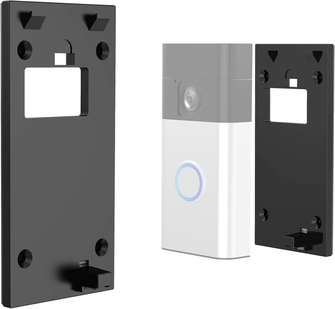 No-Drill Doorbell Mount Compatible with Most Video Doorbell, Strong Adhesive Doorbell Mounting Plate Holder Bracket Accessories for Apartment Rentals Office