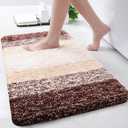 Arotive Microfiber Bathroom Rugs, Shaggy Soft and Absorbent Bath Rug, Non-Slip, Thick Plush Machine Washable Dry Bath Mats for Bathroom, Tub and Shower, 24x16, Brown