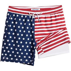 maamgic 2 in 1 Mens Swim Trunks 7 Inch Swim Shorts Swim Suits Board Shorts, XL