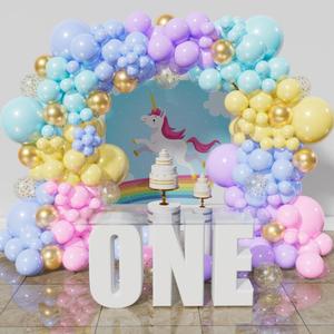 216Pcs Pastel Rainbow Balloon Garland Kit, Latex Colorful Party Balloons Arch Kit for Birthday Baby Shower Wedding Engagement Anniversary Christmas Party Decorations