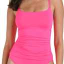 La Blanca Women's One Piece Swimsuit Island Goddess Shirred Side Women's Bathing Suit (10, Bright Pink)