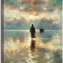 Framed Jesus Pictures for Wall God Canvas Wall Art Jesus Walking on Water Paintings print for Living Room Christian Art Decor Religious Posters Ready to Hang 24x36Inches
